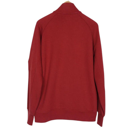 CP Company Red Diagonal Raised Fleece Cotton 1/4 Zip Lens Sweatshirt
