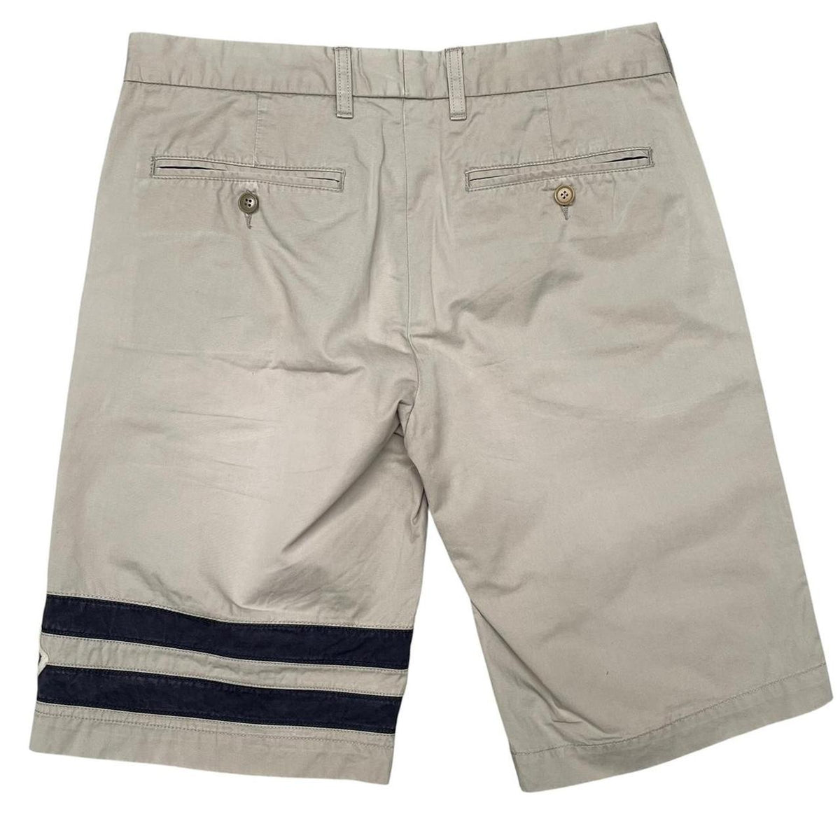 Moncler beige chino shorts with embroidered logo, cotton material, size 50.