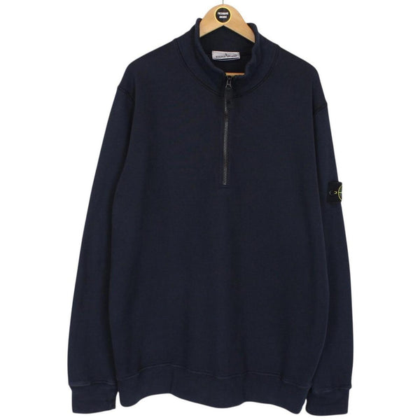 Stone Island SS 2024 Navy Blue 1/4 Zip Cotton Sweatshirt Jumper