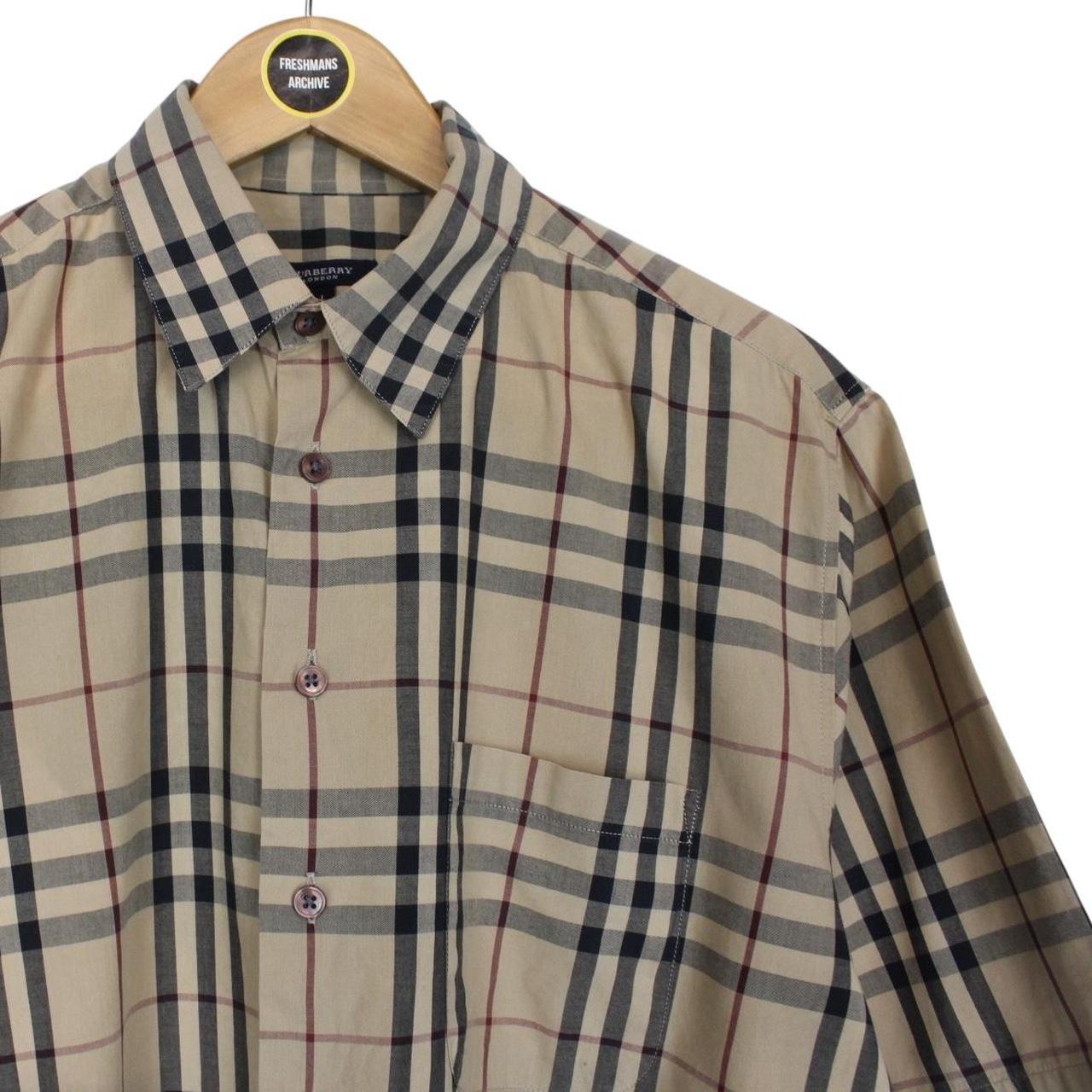 Vintage Burberry London Tan Brown Nova Check Short Sleeve Cotton Shirt