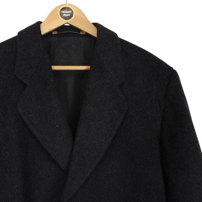 Vintage 90s Yves Saint Laurent Dark Grey Virgin Wool Overcoat