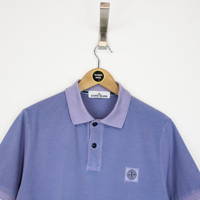 Stone Island SS 2019 Blue Short Sleeve Compass Cotton Polo Shirt