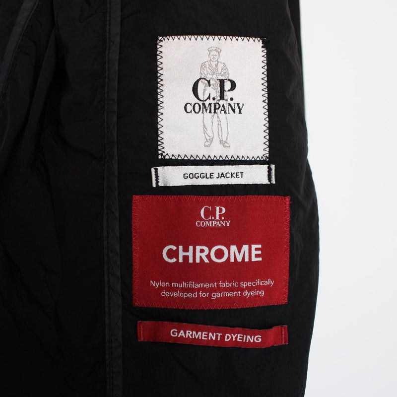 CP Company Black Full Zip Chrome Nylon Garment Dyed Goggle Jacket