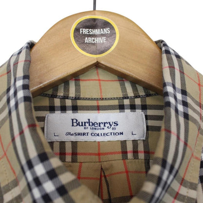 Vintage 90s Burberry Tan Brown Nova Check Short Sleeve Cotton Shirt