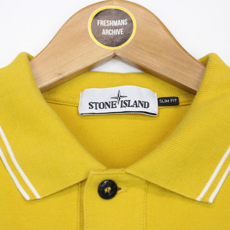 Stone Island AW 2018 Yellow Short Sleeve Compass Polo Shirt