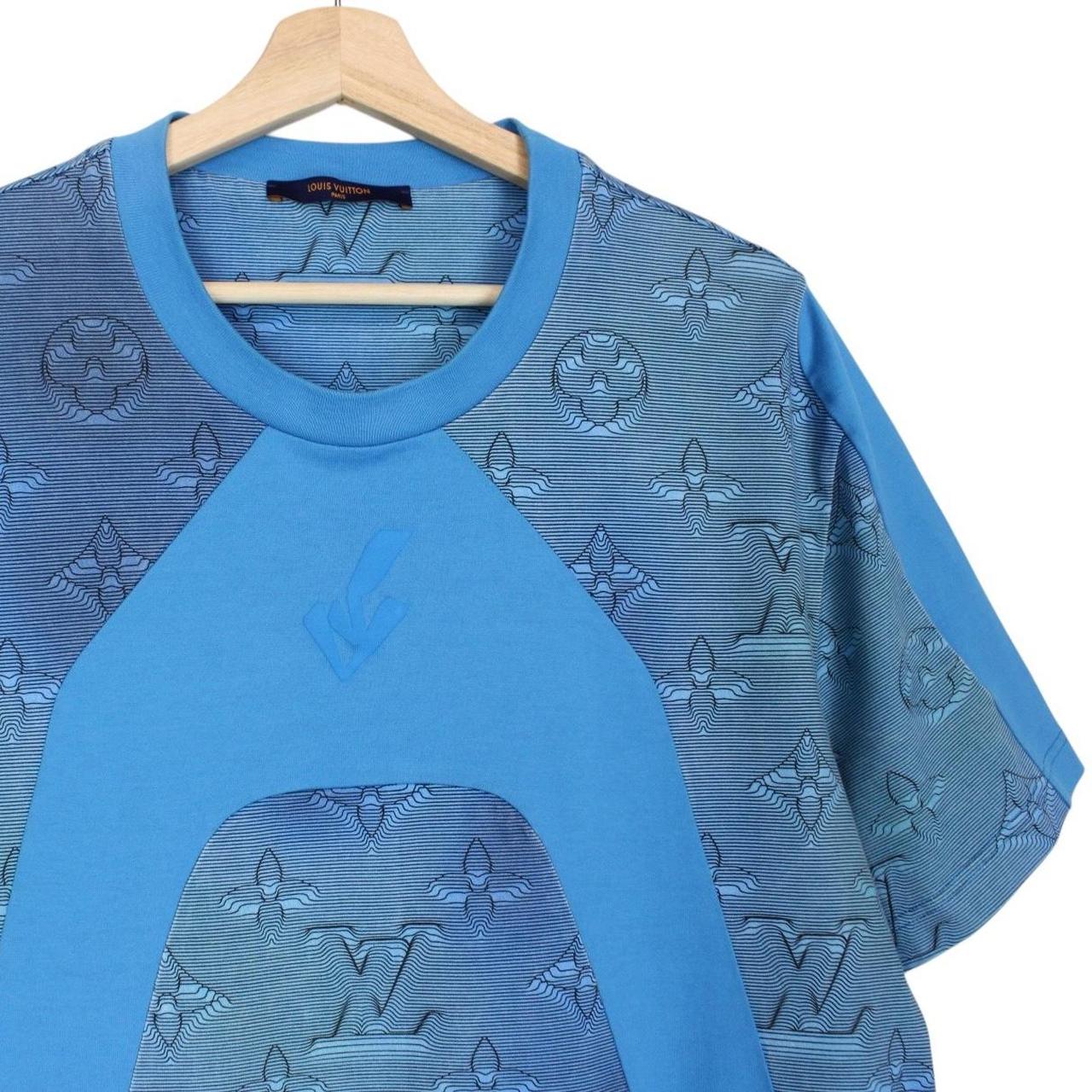 Louis Vuitton LV Blue 2054 Intarsia Print Short Sleeve Cotton T-Shirt