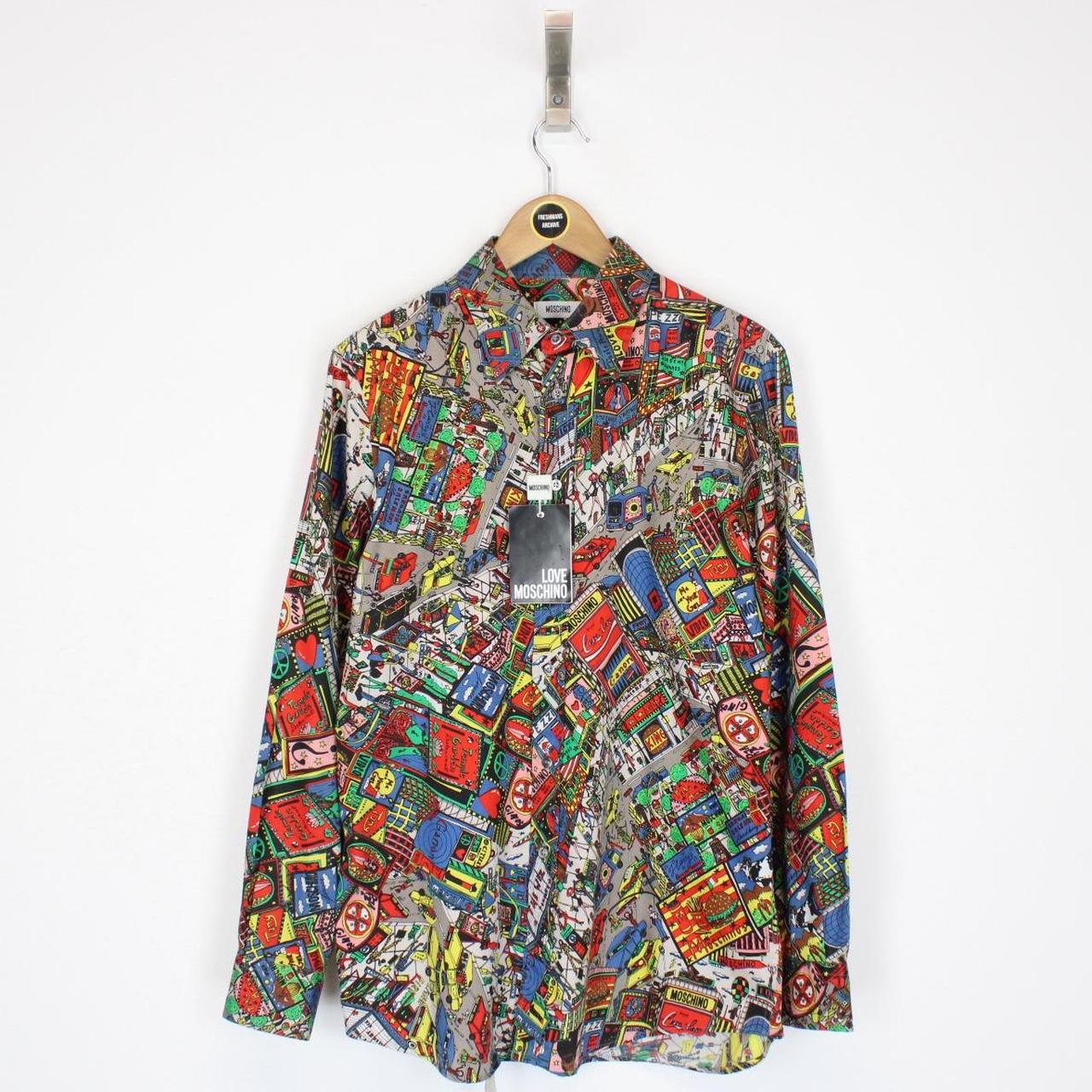 Vintage 90s Moschino Multicoloured Cartoon Print Long Sleeve Shirt