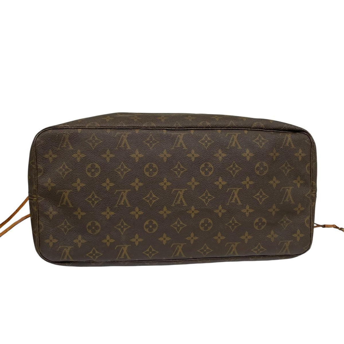 Louis Vuitton brown tote bag with monogram canvas and leather accents, pre-loved condition.