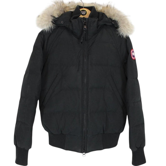 Canada Goose Black Savona Bomber Down Jacket with Fur Trim