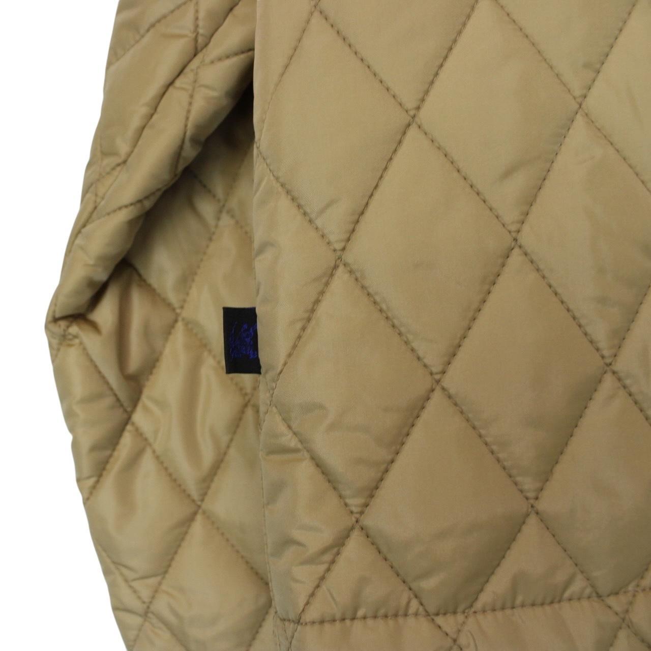 Burberry beige cropped nylon jacket with Nova Check pattern and diamond quilted design.