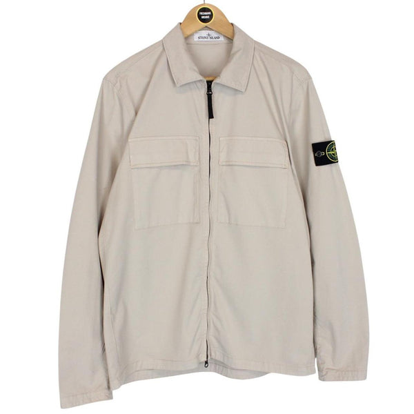 Stone Island SS 2023 Beige Full Zip Cotton Overshirt Jacket