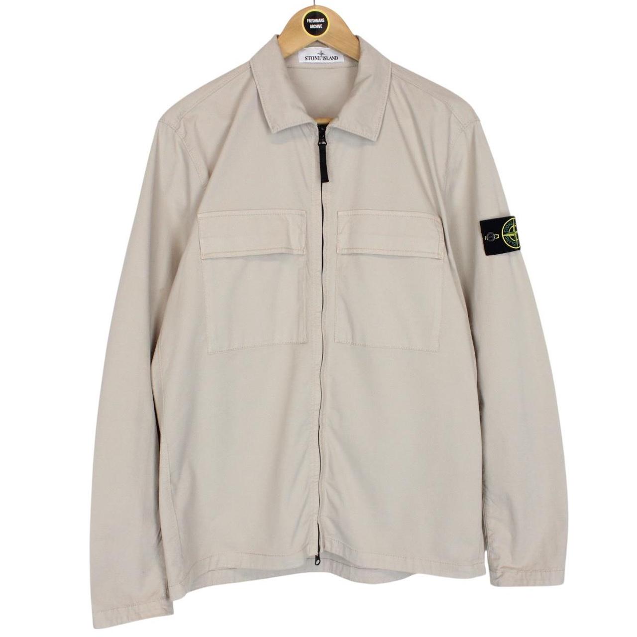 Stone Island SS 2023 Beige Full Zip Cotton Overshirt Jacket