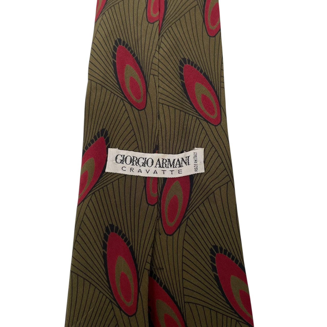 Vintage Giorgio Armani Green and Red Paisley Silk Tie