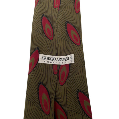Vintage Giorgio Armani Green and Red Paisley Silk Tie
