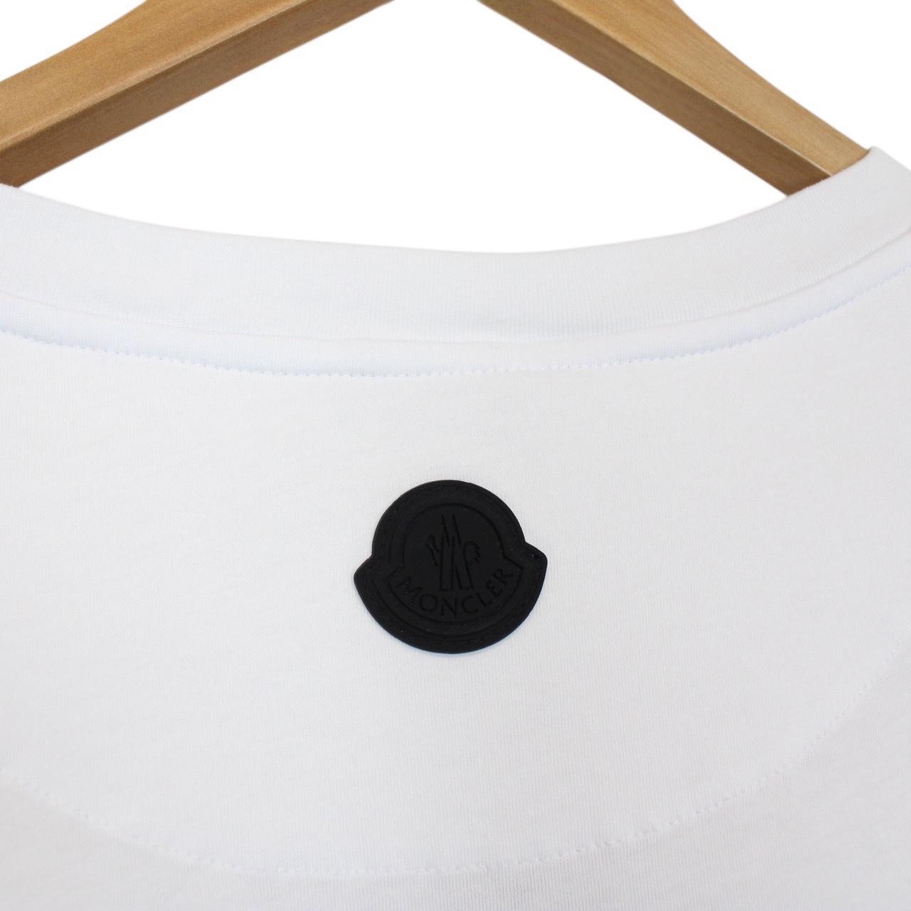 Moncler White Logo Print Short Sleeve Cotton T-Shirt