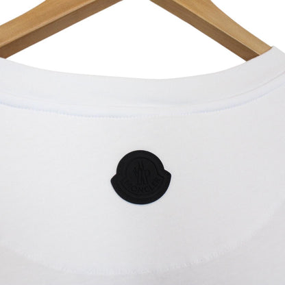 Moncler White Logo Print Short Sleeve Cotton T-Shirt