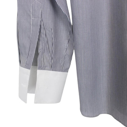 Fendi Navy Blue and White Striped Long Sleeve Cotton Formal Shirt
