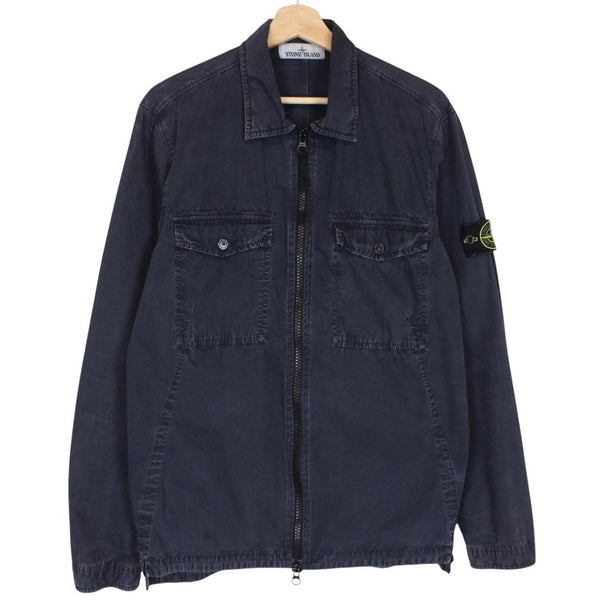Stone Island AW 2018 Navy Blue Full Zip Cotton Overshirt Jacket