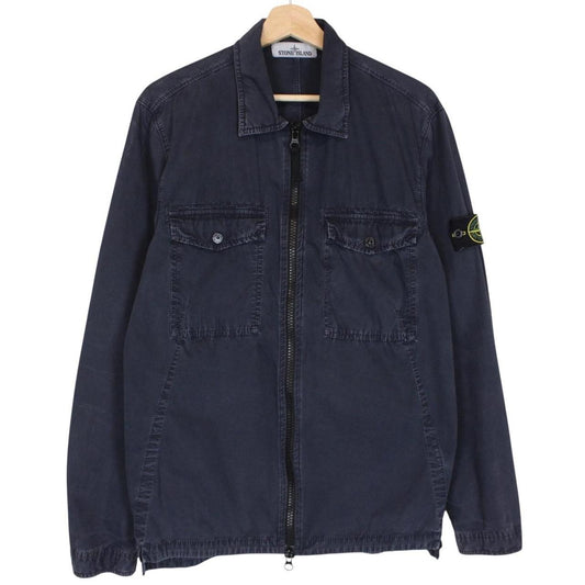 Stone Island AW 2018 Navy Blue Full Zip Cotton Overshirt Jacket