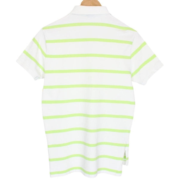 Vintage Polo Ralph Lauren Green and White Striped Short Sleeve Cotton Polo Shirt