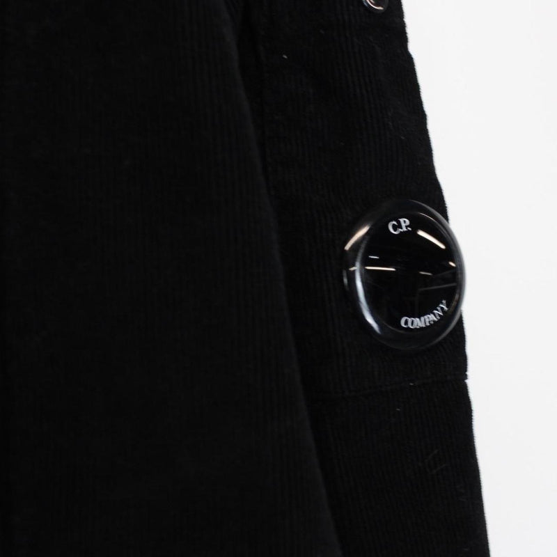 CP Company Black Corduroy 1/4 Zip Lens Overshirt Jacket