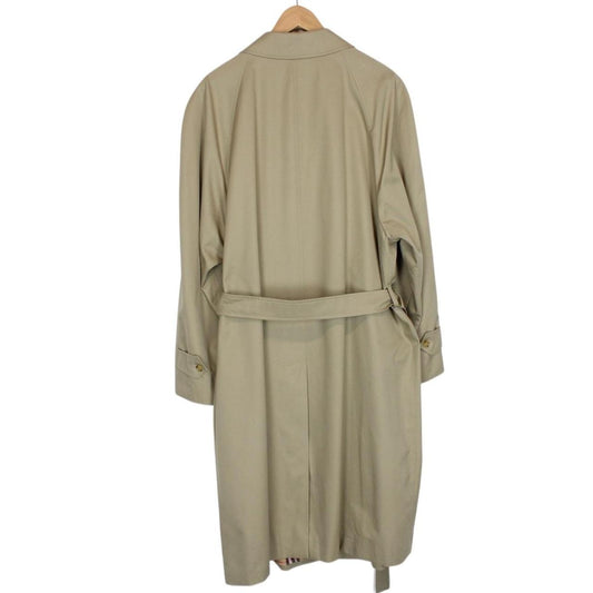 Vintage 90s Burberry Tan Brown Belted Single Breasted Nova Check Trench Coat
