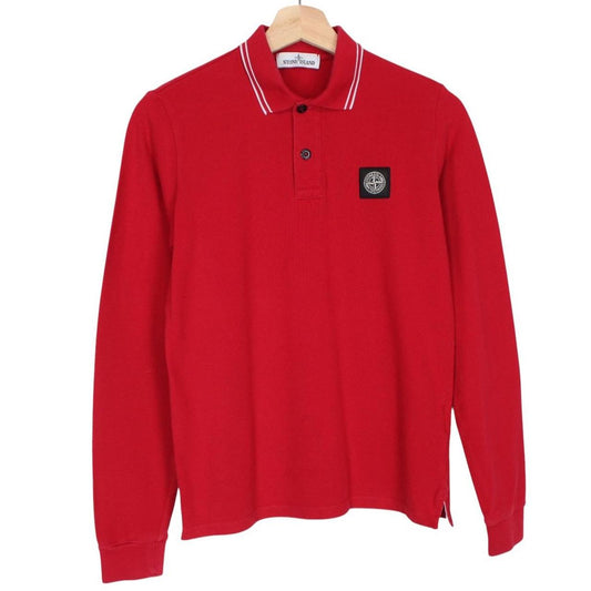Stone Island Junior AW 2018 Red Long Sleeve Compass Cotton Polo Shirt