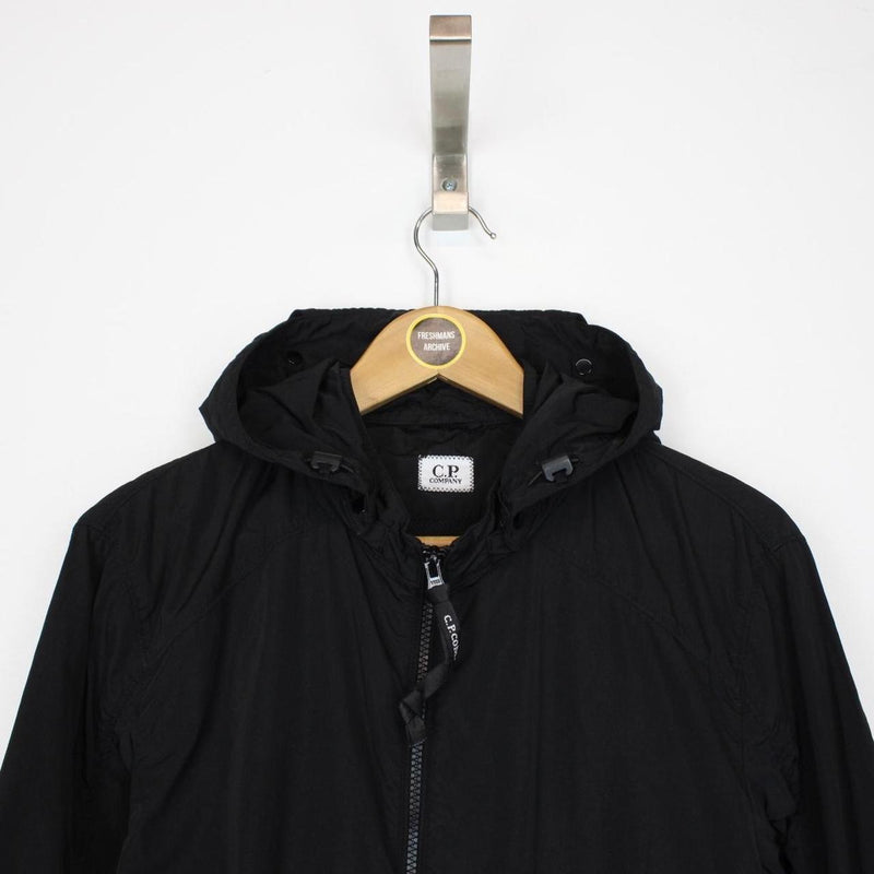 CP Company Black Full Zip Chrome Nylon Garment Dyed Goggle Jacket