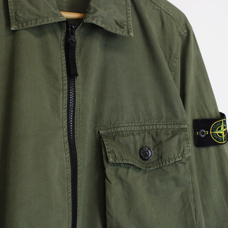 Stone Island SS 2020 Green Full Zip Cotton Overshirt Jacket