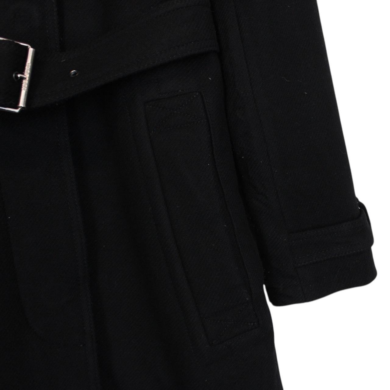 Burberry Brit Black Cashmere Wool Blend Belted Coat