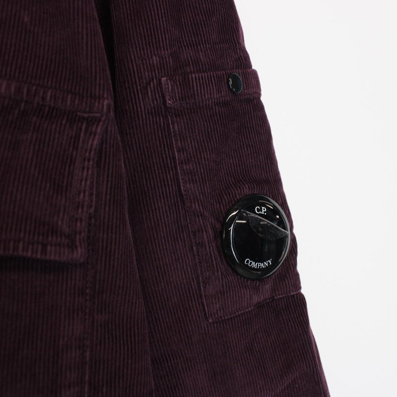 CP Company Plum Purple Button Up Lens Corduroy Overshirt