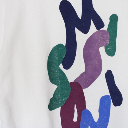 Missoni white cotton t-shirt with abstract logo print and pocket detail.