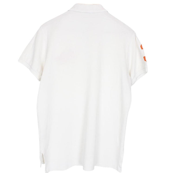 Vintage Polo Ralph Lauren White and Orange Short Sleeve Cotton Polo Shirt