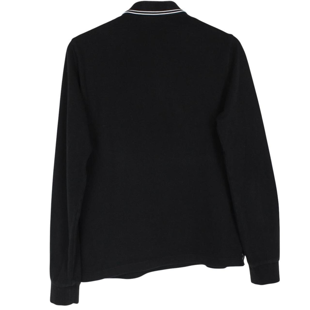 Stone Island black long sleeve polo shirt with embroidered compass logo and slim fit.
