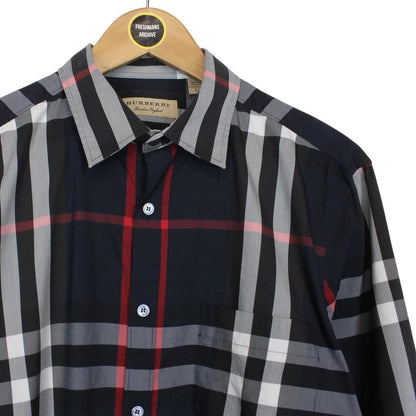 Burberry Navy Blue Nova Check Long Sleeve Cotton Shirt