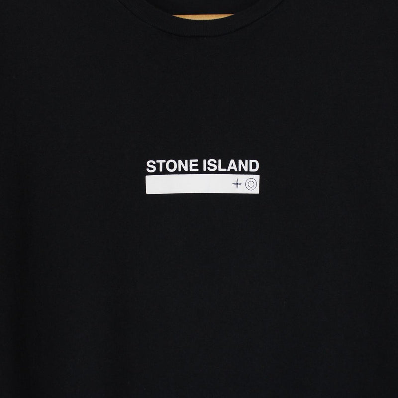 Stone Island SS 2021 Black and White Small Logo Print Short Sleeve T-Shirt