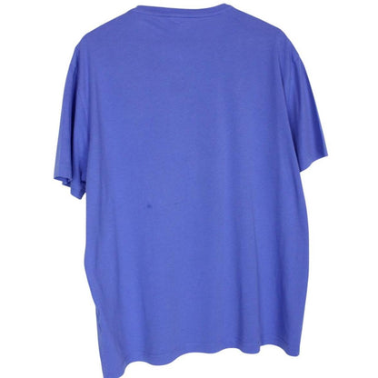 Armani purple short sleeve t-shirt with logo print and cotton material.