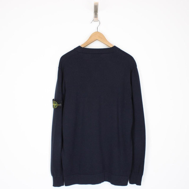 Stone Island SS 2021 Navy Blue Cotton Knit Cardigan Jumper