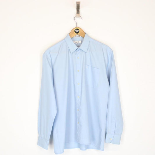 Vintage 90s Christian Dior Blue Long Sleeve Shirt