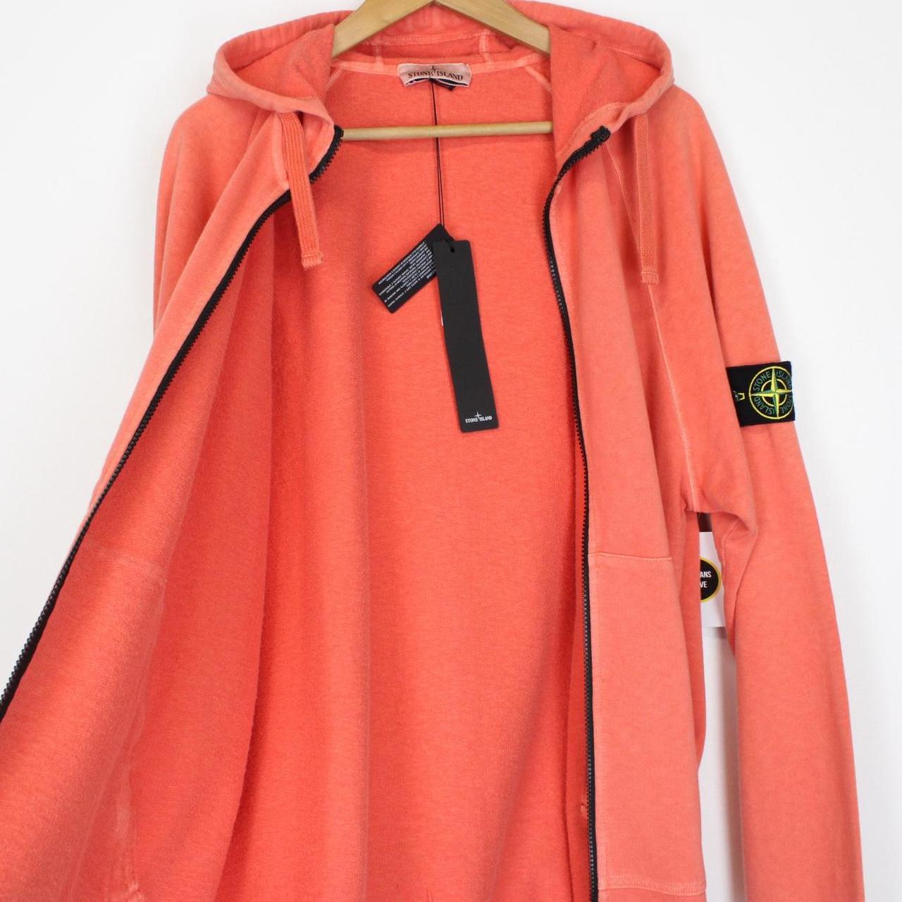 Stone Island SS 2022 Orange Full Zip Cotton Hoodie Jumper