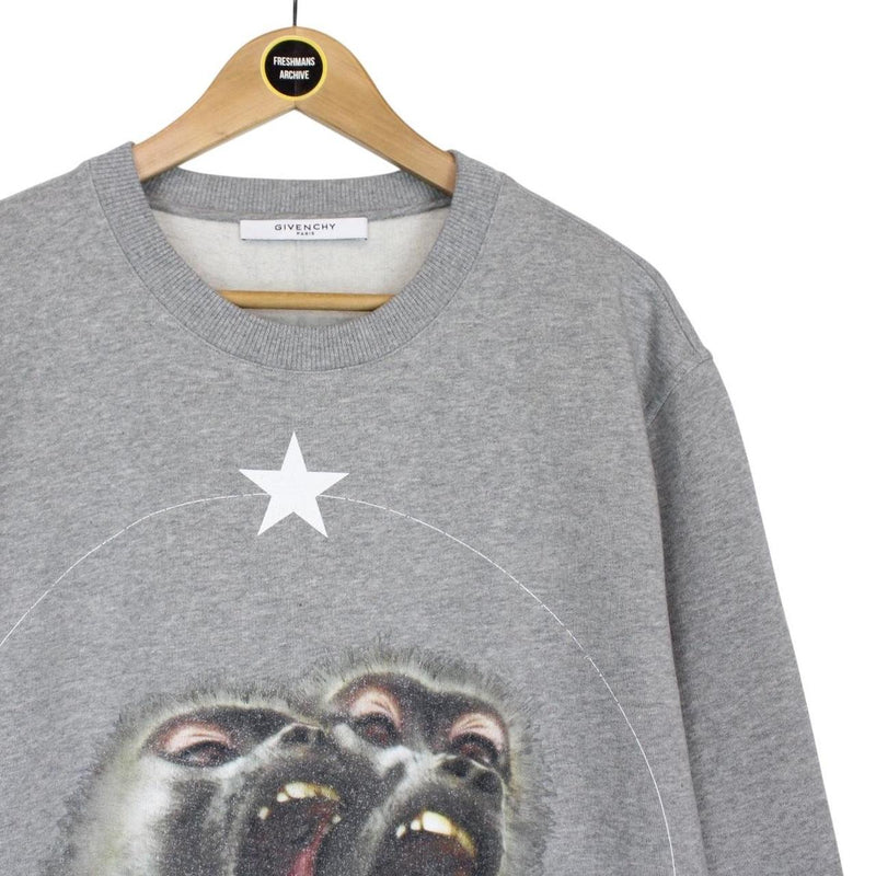 Givenchy Paris Monkey Brothers Grey Crew Neck Sweatshirt Jumper