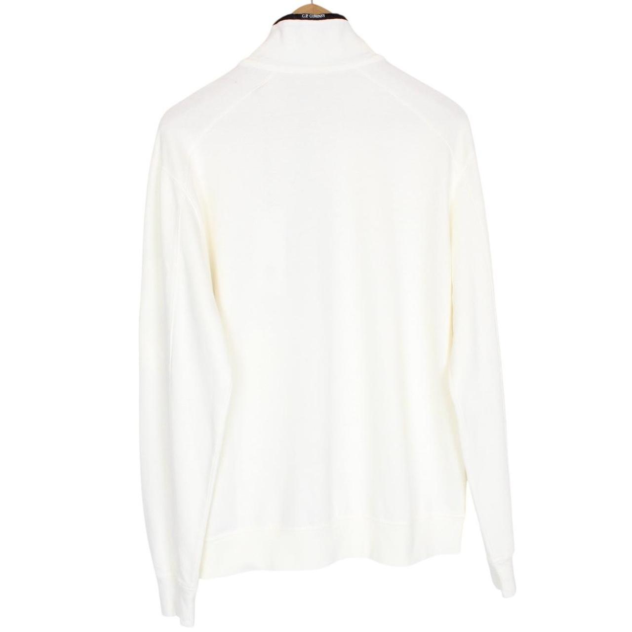 CP Company Cream Full Zip Cotton Lens Sweatshirt
