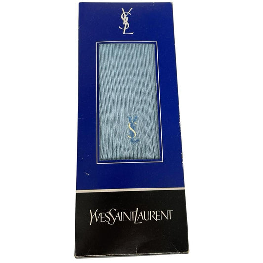 Yves Saint Laurent blue socks with embroidered logo, brand new with tags.