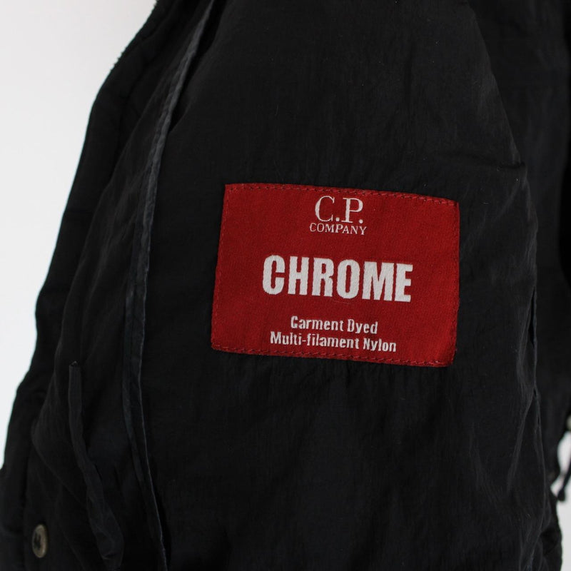 CP Company Black Full Zip Chrome Nylon Garment Dyed Goggle Jacket