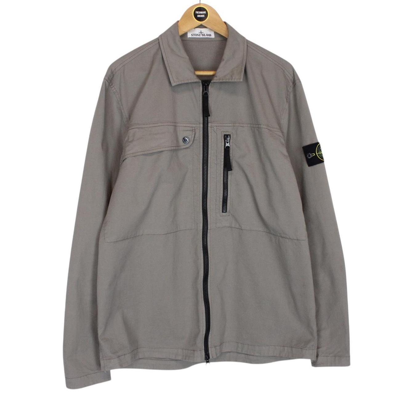 Stone Island SS 2024 Grey Full Zip Cotton Overshirt Jacket