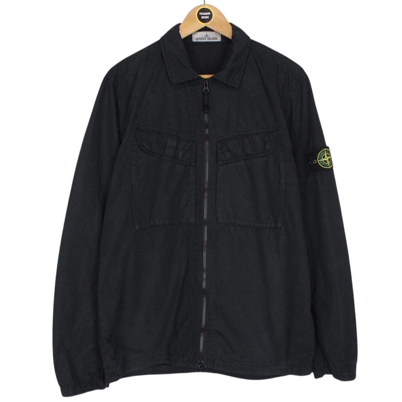 Stone Island SS 2022 Black Full Zip Cotton Overshirt Jacket