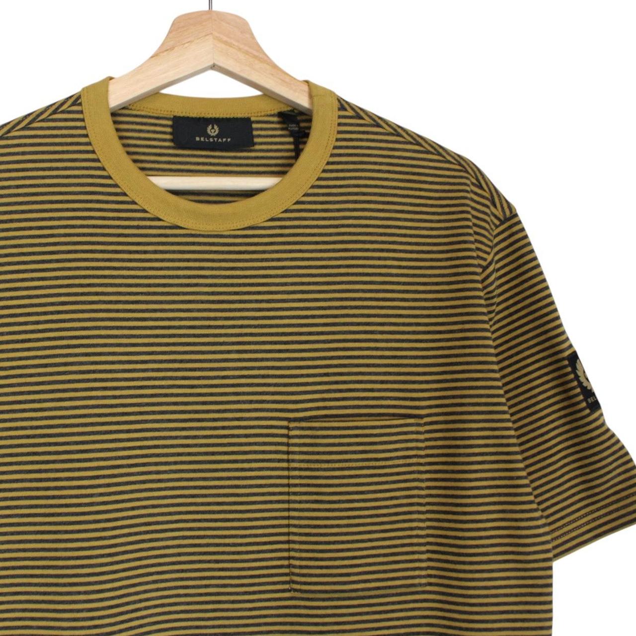 Belstaff Yellow and Black Drum Yarn Dye Striped Short Sleeve T-Shirt