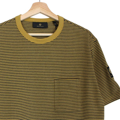 Belstaff Yellow and Black Drum Yarn Dye Striped Short Sleeve T-Shirt