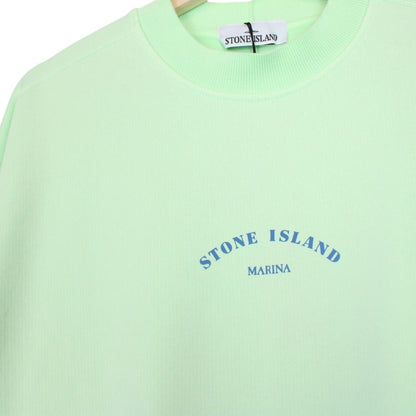 Stone Island Marina SS 2023 Light Green Plated Dyed Cotton Sweatshirt Jumper