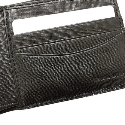 Paul Smith black bifold wallet textured crosshatch leather with logo detail.